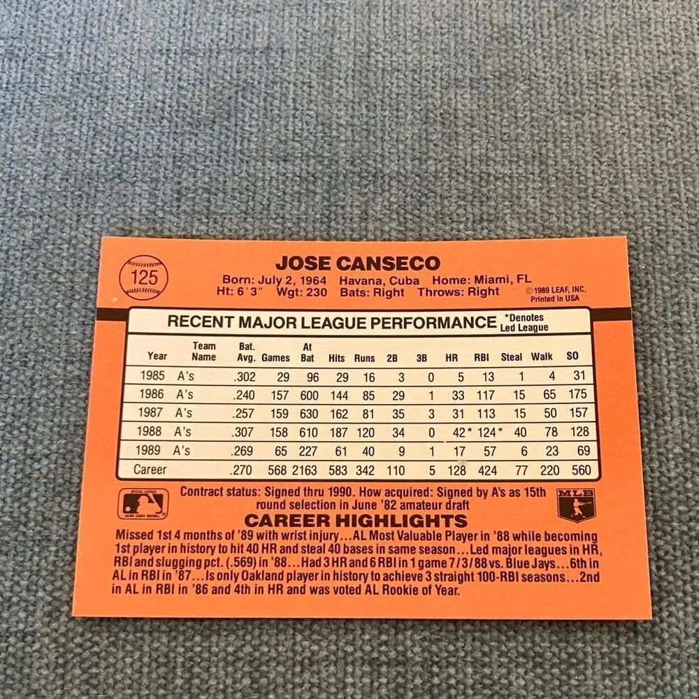 1990 Donruss Oakland A's Baseball Card Trading Card